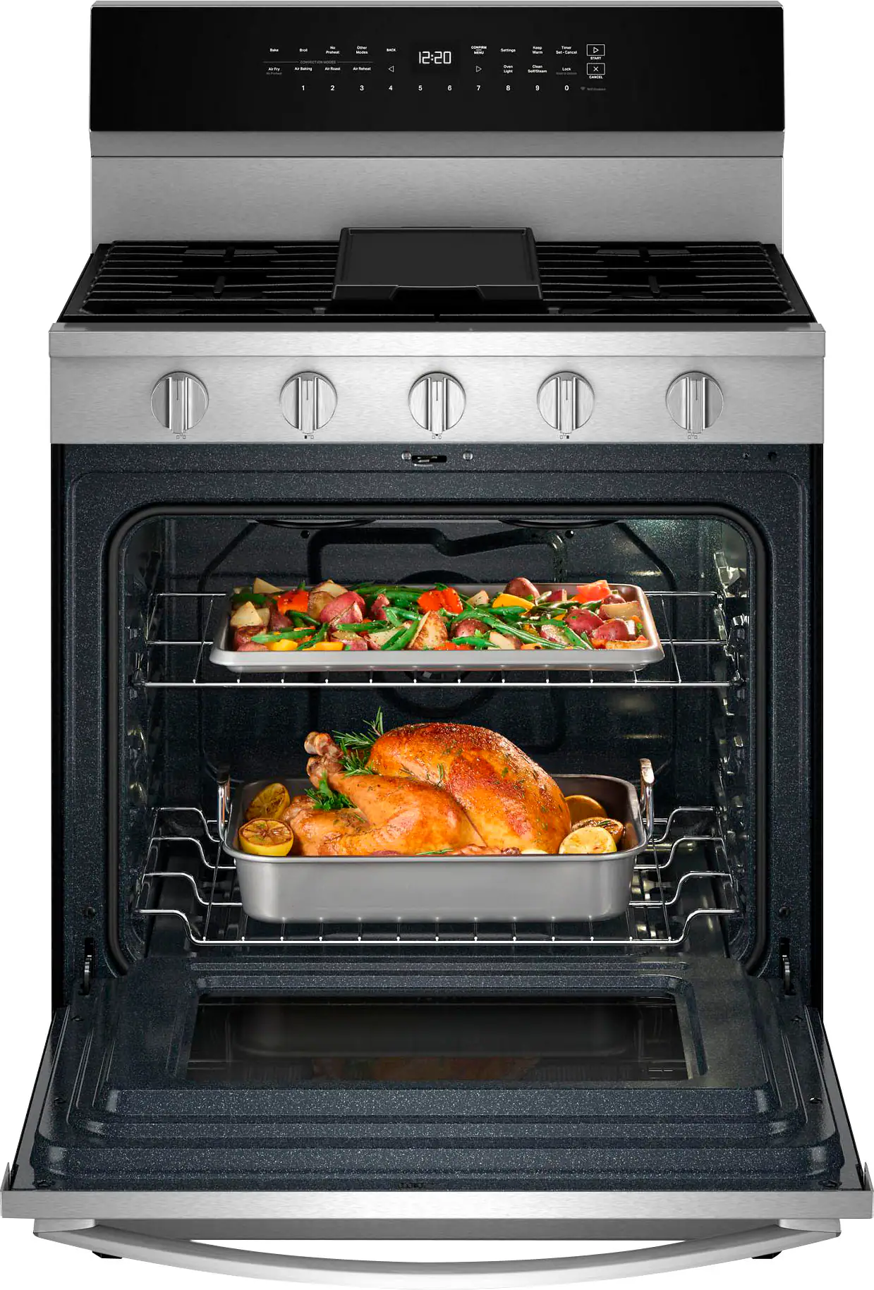 Alt View 2. Whirlpool - 5.0 Cu. Ft. Freestanding Gas True Convection Range with Steam/Self Clean and Air Cooking Technology - Fingerprint Resistant Stainless Steel.