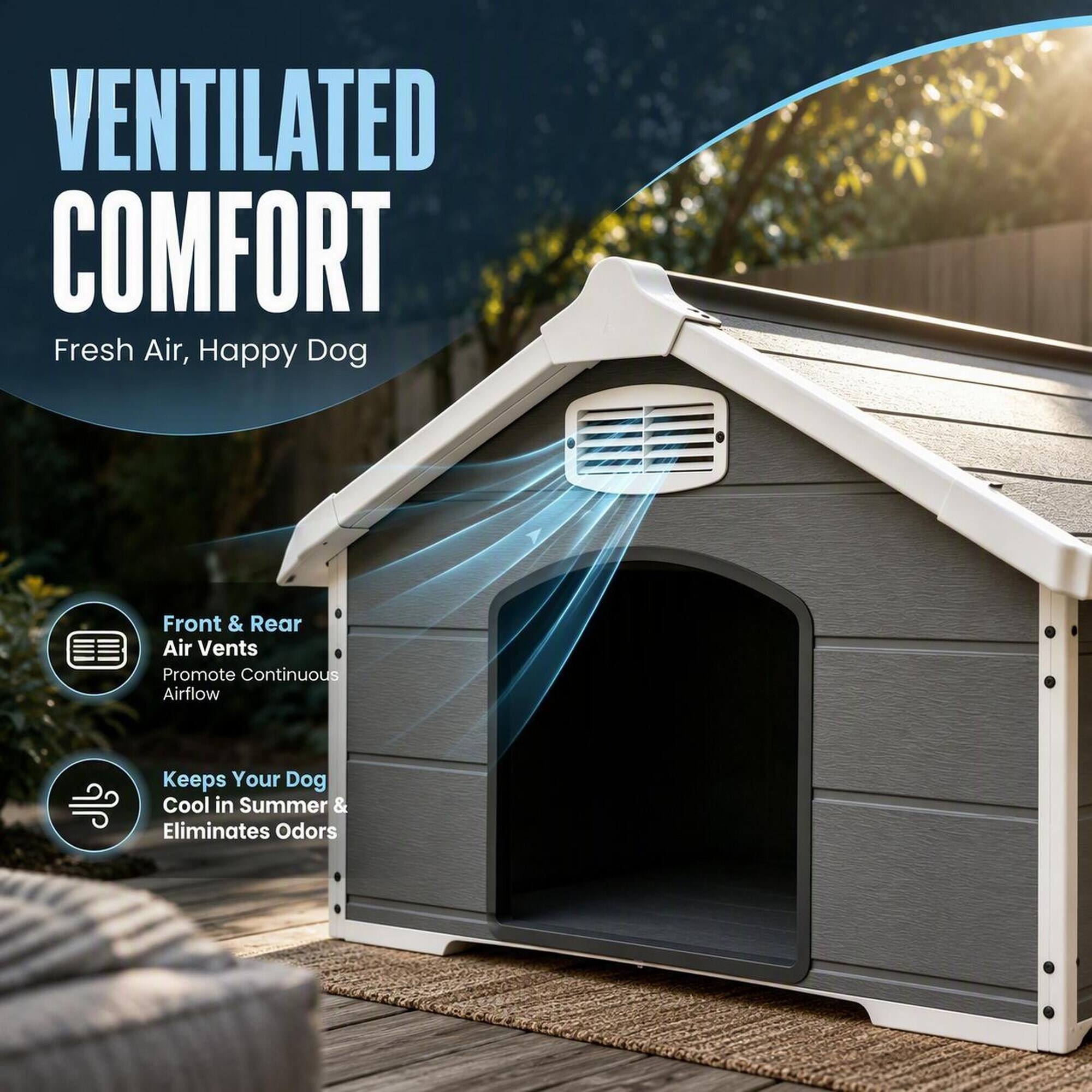 VENTILATED COMFORT  
Fresh Air, Happy Dog  

Front & Rear Air Vents Promote Continuous Airflow  
Keeps Your Dog Cool in Summer & Eliminates Odors