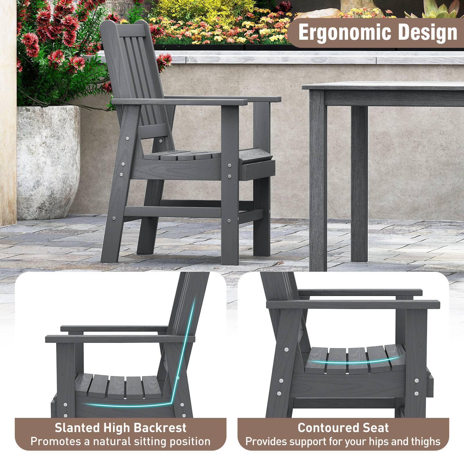 Ergonomic Design

Slanted High Backrest
Promotes a natural sitting position

Contoured Seat
Provides support for your hips and thighs