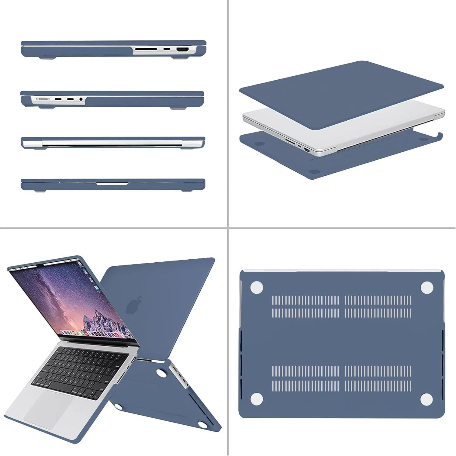 Alt View 1. mosiso - Case for MacBook Pro 14 inch Case M5 M4 M3 M2 M1 2026-2021 A3427 A3426 A3434 A3112 A3185 A3401 A2918 A2992 A2779 A2442 - Steel Blue.
