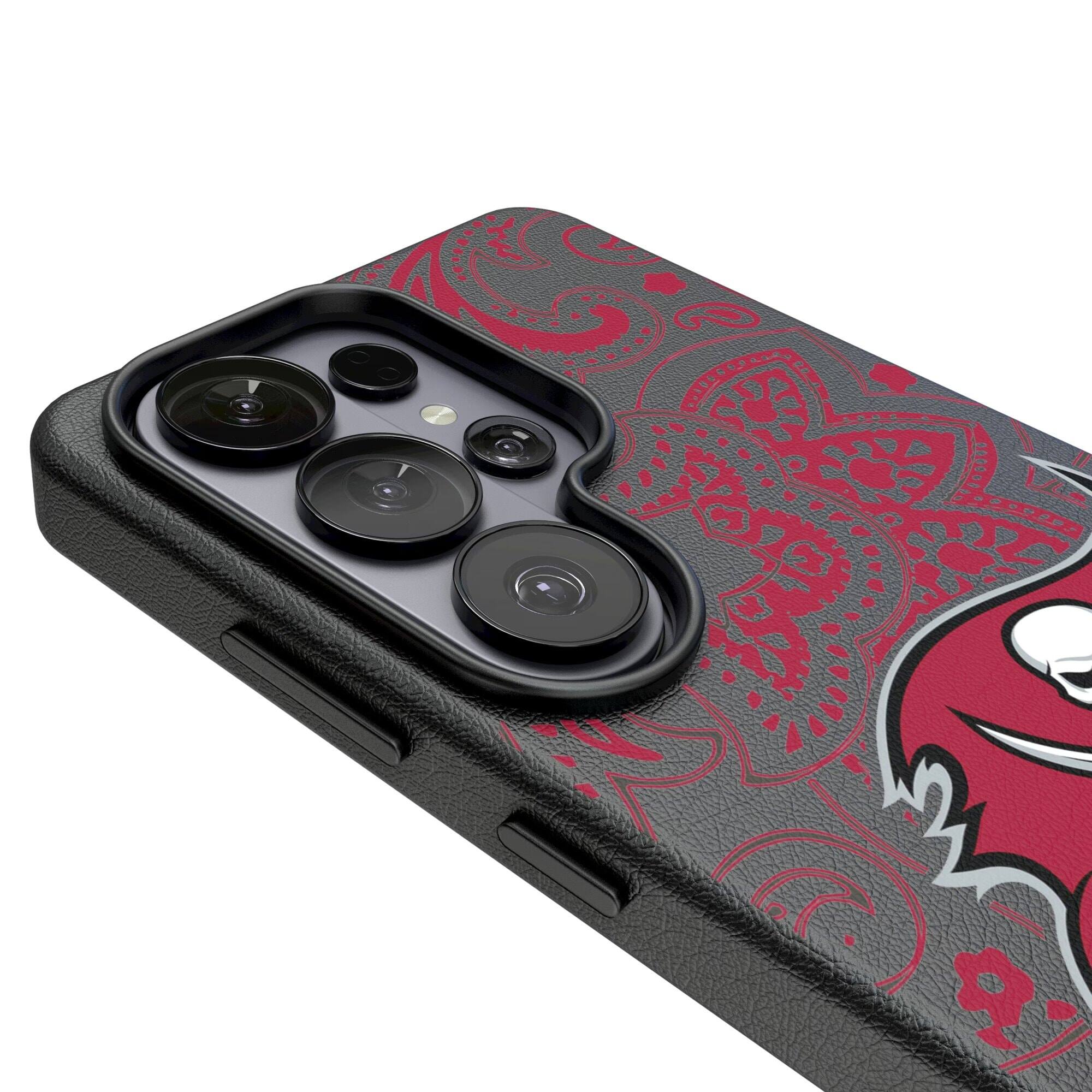 Alt View 2. Keyscaper - Tampa Bay Buccaneers Paisley Galaxy Magnetic Bump Case - S25 Ultra - Black.