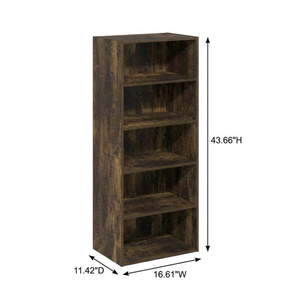 FurniFact - 5-Tier Open Shelf Bookcase with Versatile Storage Solution - Amber Pine price history on PriceWatchPro