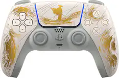 Front. Sony Interactive Entertainment - DualSense Wireless Controller for PS5, PC, Mac & Mobile - Ghost of Yōtei Gold Limited Edition.