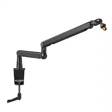 Front. FIFINE - FIFINE Suspension Scissor Microphone Stand Boom Arm - Desk Clamp, Screw Adapter, Cable Management, Streaming & Gaming - BLACK.