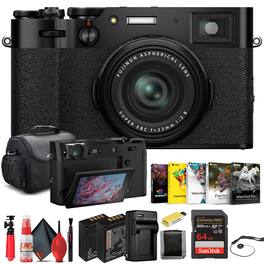 Fujifilm - X100V Digital Camera (Black) (16643000) + 64GB Card + Advanced Bundle