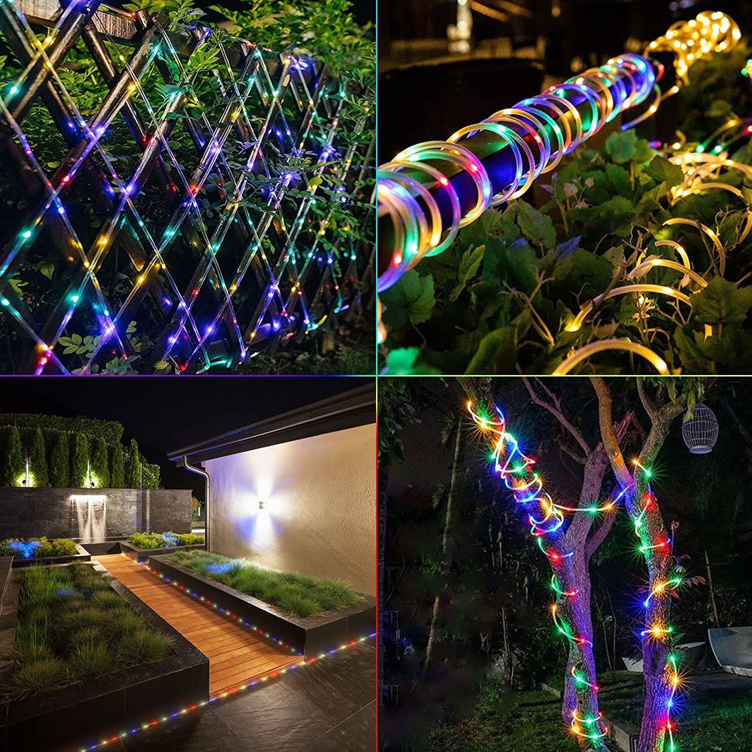 Alt View 2. Oumilen - 2 Pack Solar PVC Tube Rope Lights – Multicolor LED 8 Modes IP65 Waterproof for Garden Tree Patio.