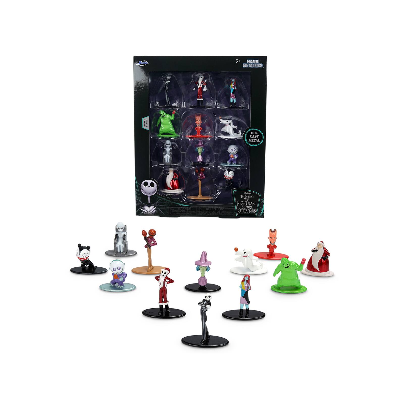 Set of 12 Diecast Figures "The Nightmare Before Christmas" (1993) Movie "Nano Metalfigs" Series Diecast Models by Jada