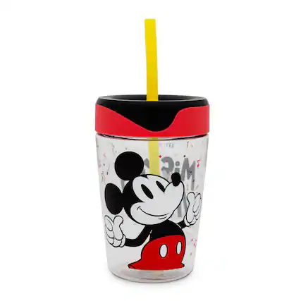 Front. Silver Buffalo - Disney Mickey Mouse Kids Spill-Proof Tumbler With Straw | Holds 18 Ounces - Red.