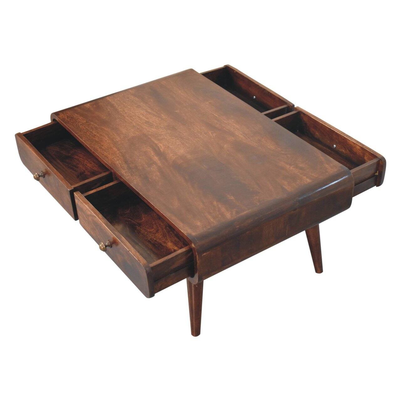 Alt View 2. Artisan Furniture - Artisan Furniture Solid Wood California Walnut Sonata Coffee Table, 2 Drawers, Dark Brown - Brown.