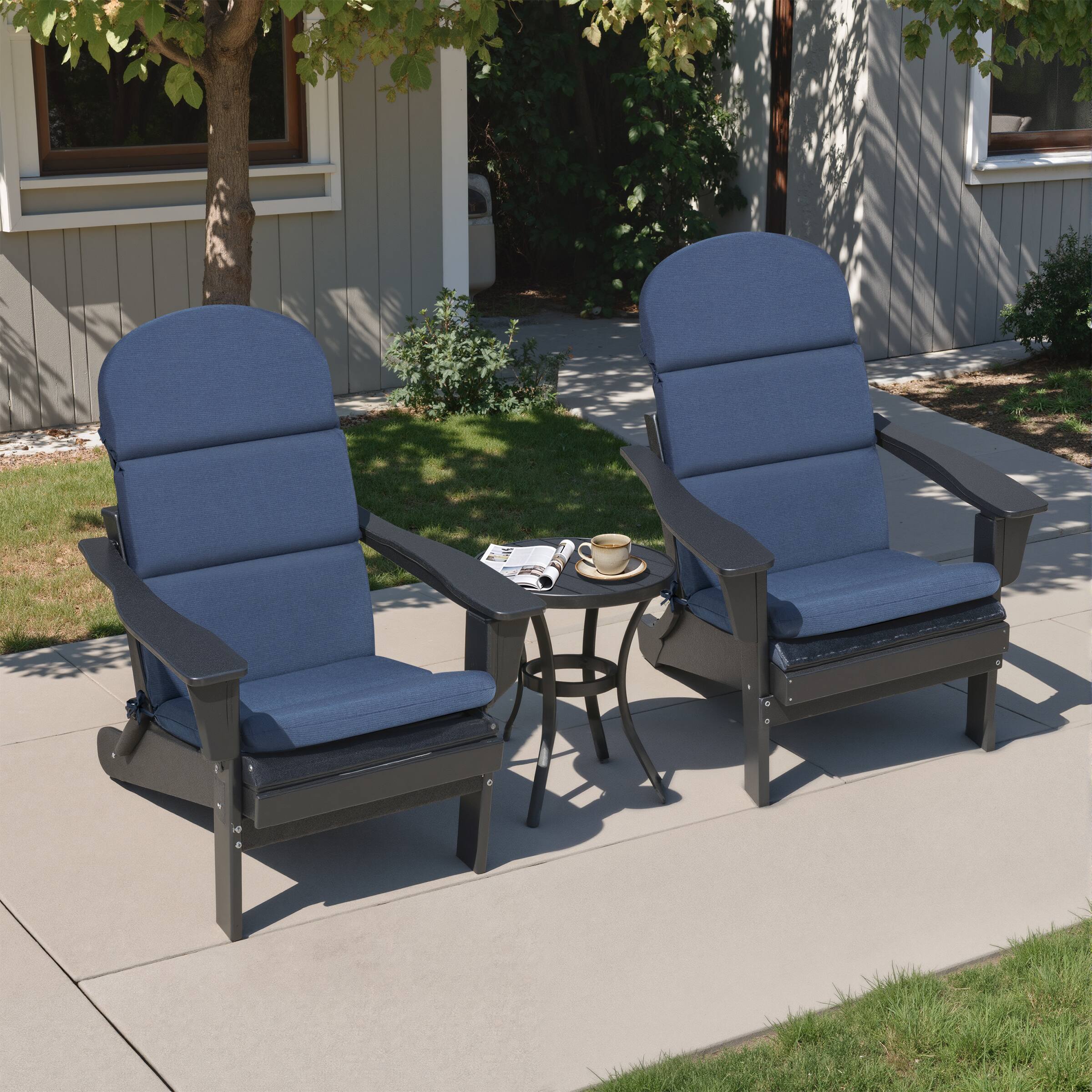 Angle. Crestlive Products - Crestlive Products 2pc Outdoor water resistant Adirondack High Back Chair Cushion 19.69-in Navy Blue patio chair cushion - Navy-2PC.