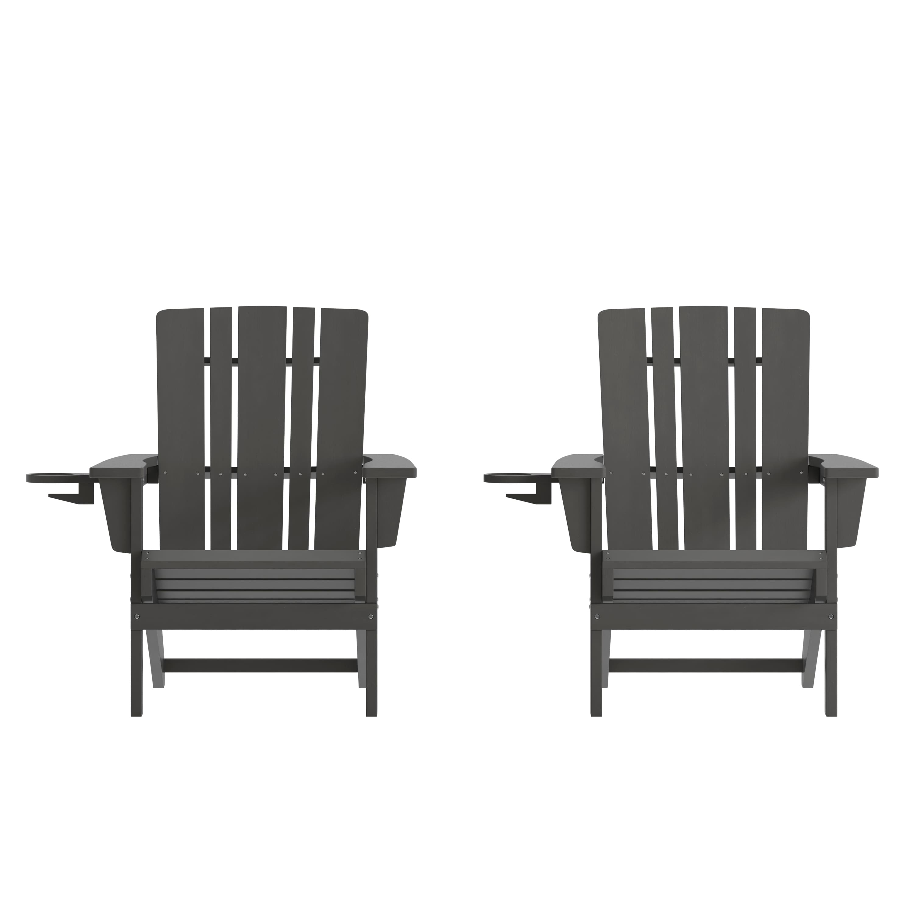 Emma + Oliver - Haley Set of 2 Adirondack Chairs with Cup Holders, Weather Resistant HDPE Adirondack Chairs - Gray price history on PriceWatchPro