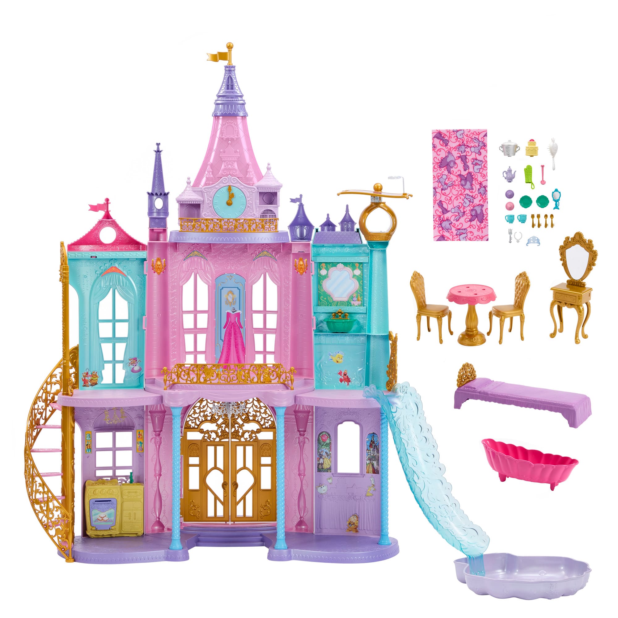 On sale NEW Disney Princess Fold N Go Celebration Castle, Folding Dollhouse, Accessories