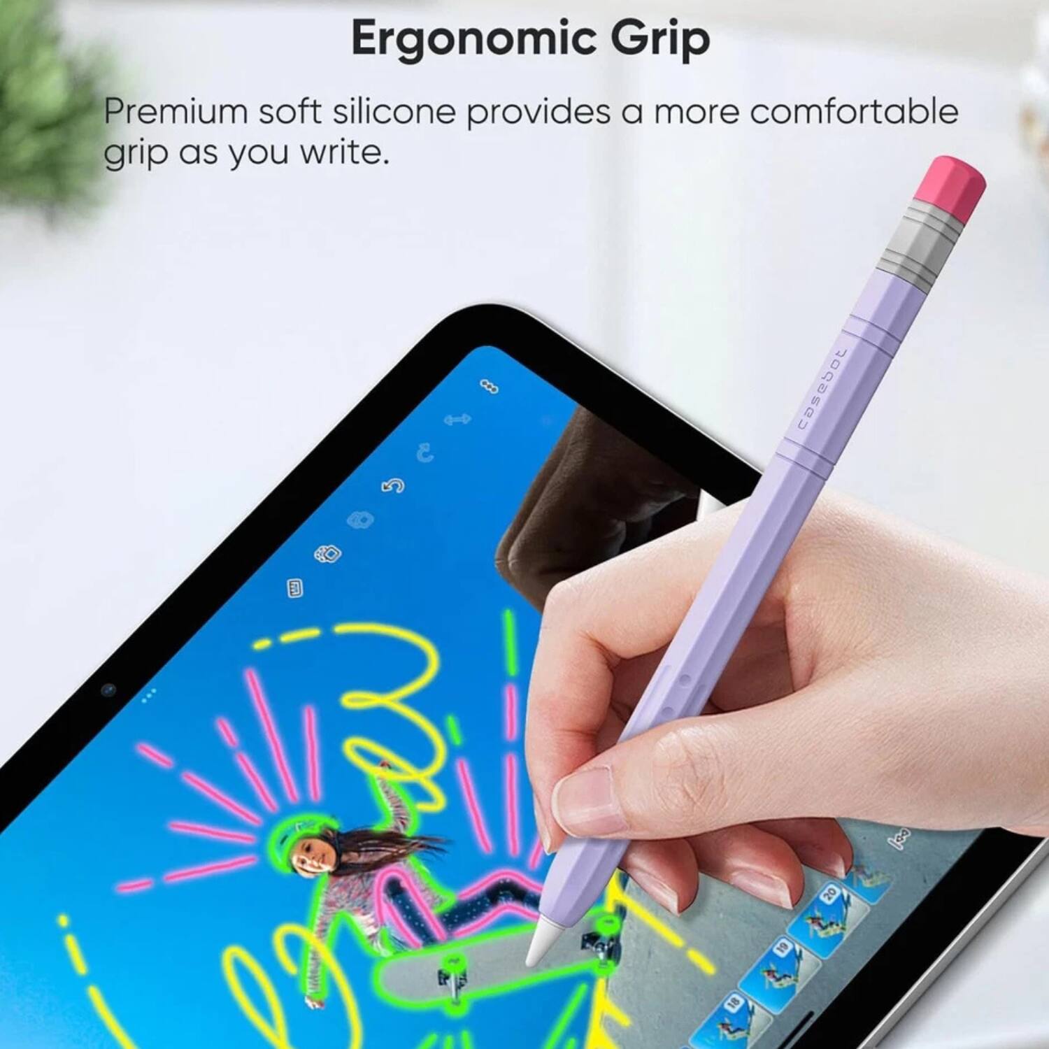 Ergonomic Grip

Premium soft silicone provides a more comfortable grip as you write.