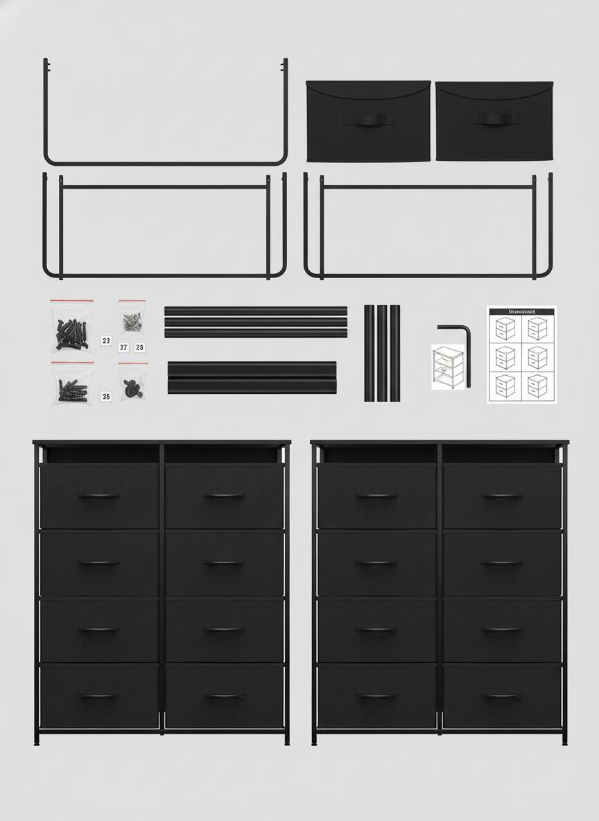 Alt View 1. AOITUN - 10 Drawer Fabric Dresser for Bedroom, Chest of Drawer Organizer Storage Cabinet for Closet, Entryway, Black - Black.