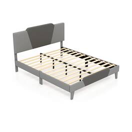 Ecooso - Queen Upholstered Bed Frame with High Headboard and Soft Padded Design - Gray