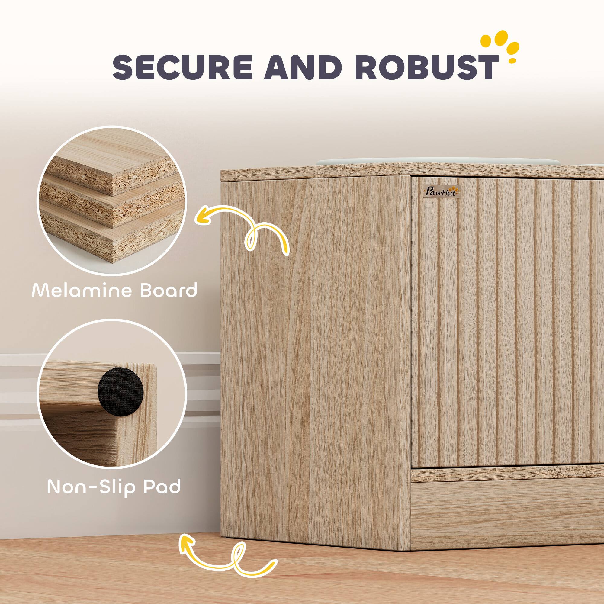SECURE AND ROBUST

PawHut

Melamine Board

Non-Slip Pad