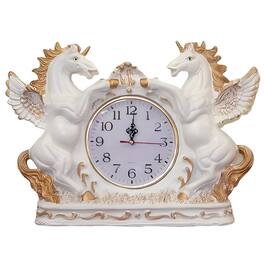 FC Design - 17"H White Unicorns Decorative Table/Wall Clock - Unique Gift - Multicolor