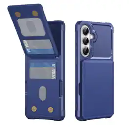Dteck - Rugged Wallet Case For Samsung Galaxy A57 Shockproof Leather Magnetic Closure Credit Card Holder Flip Stand Cover - Darkblue