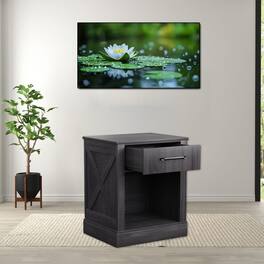 Hivvago - Minimalist Night Table Featuring Drawer and Open Storage Space - Black
