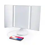 Front. iHome - iHome Trifold Mirror with Lights and Bluetooth Speaker (iCVBT40) - White.