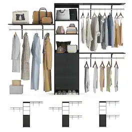 Boyel Living - Closet Organizer High Capacity Wardrobe Rack with 3 Drawers Shelves & Expandable Hanger Rods - Black
