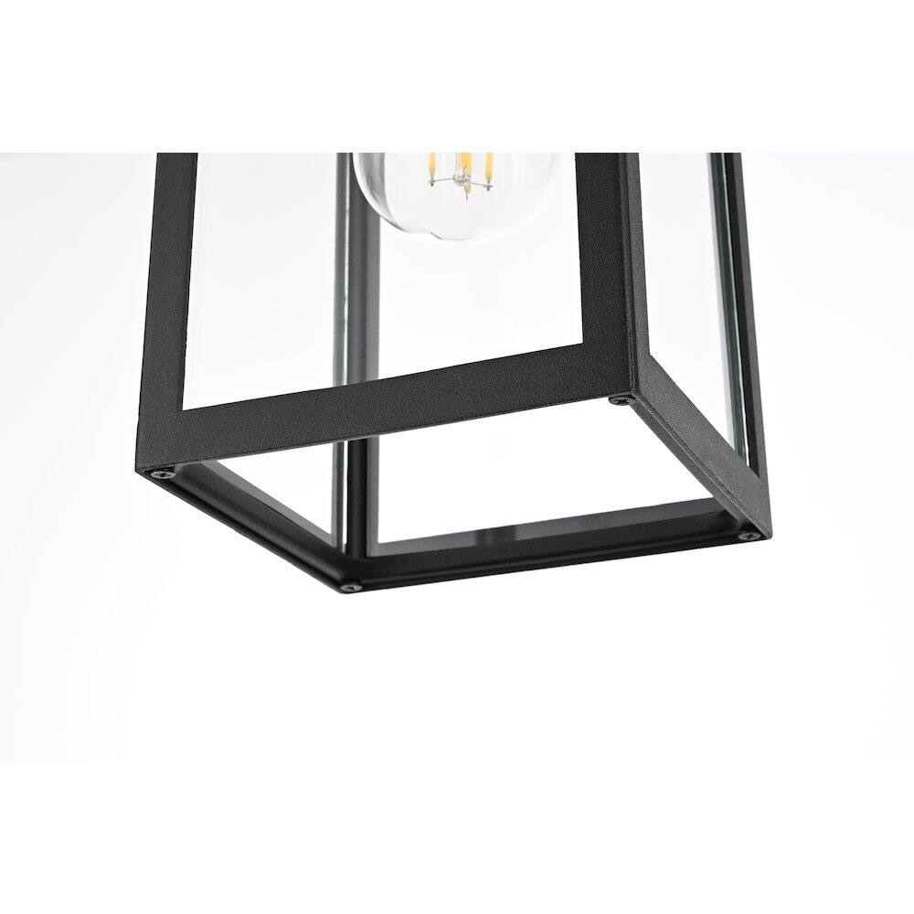 Alt View 2. Elegant Lighting - Veda 13 inch Outdoor Pendant in Black - Black And Clear.