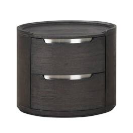 Manhattan Lane - Osko Nightstand, 2 Storage Drawers, Nickel Trim - Black, Nickel