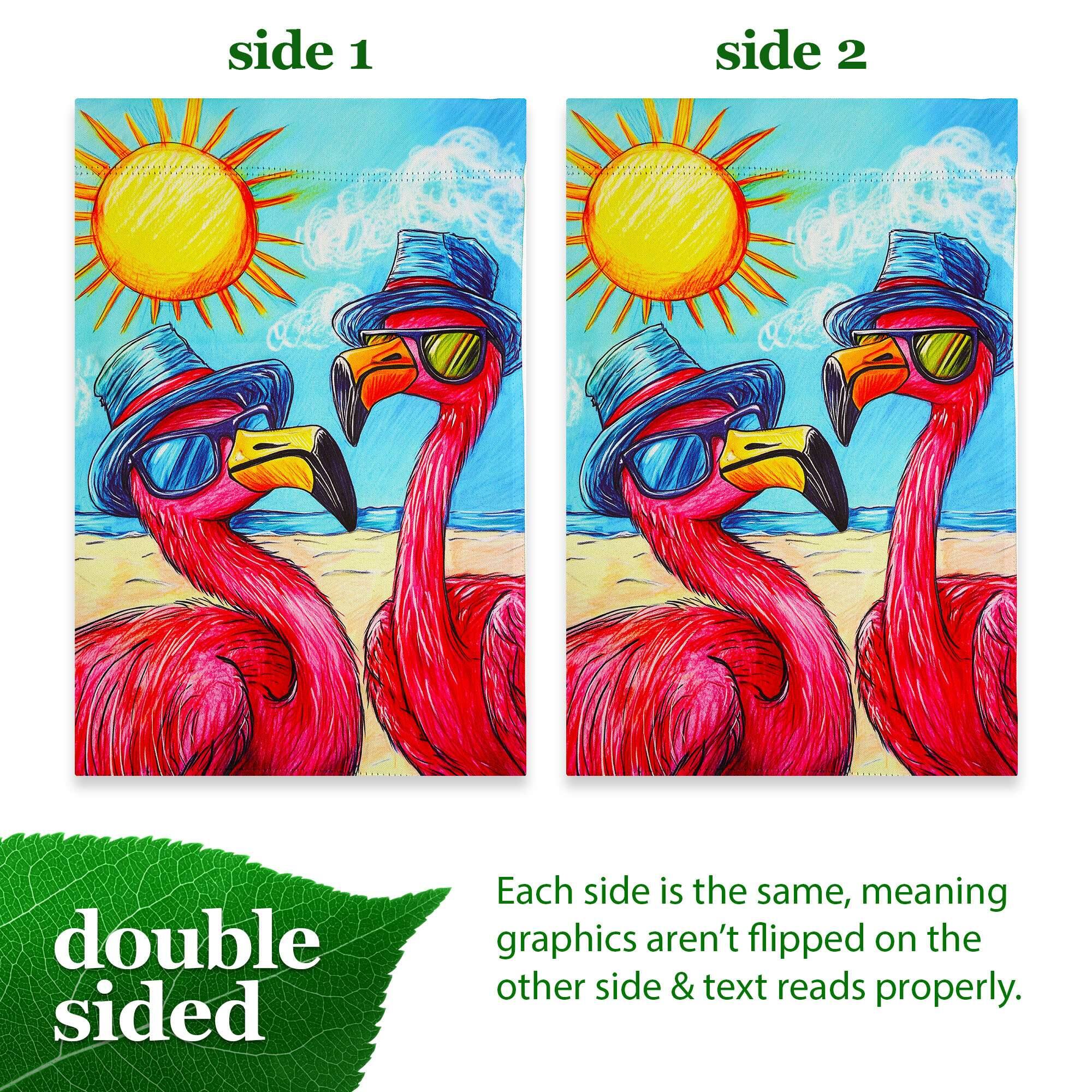 side 1  
side 2  
double sided  
Each side is the same, meaning graphics aren't flipped on the other side & text reads properly.