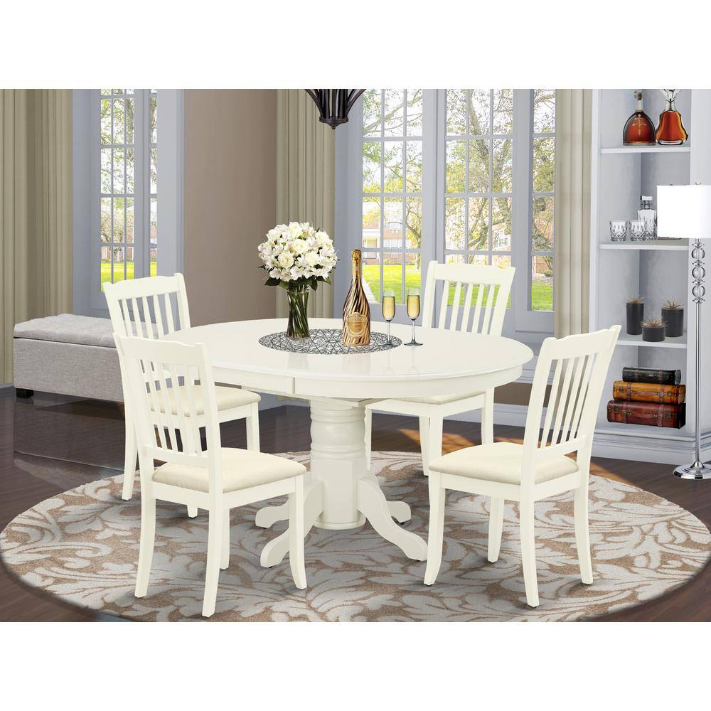 Left. East West Furniture - Dining Room Set Linen White - Brown.