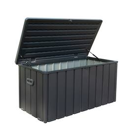Mondawe - 100 Gallon Metal Deck Box, Lockable Storage Bench With Resin Lid - Dark Gray