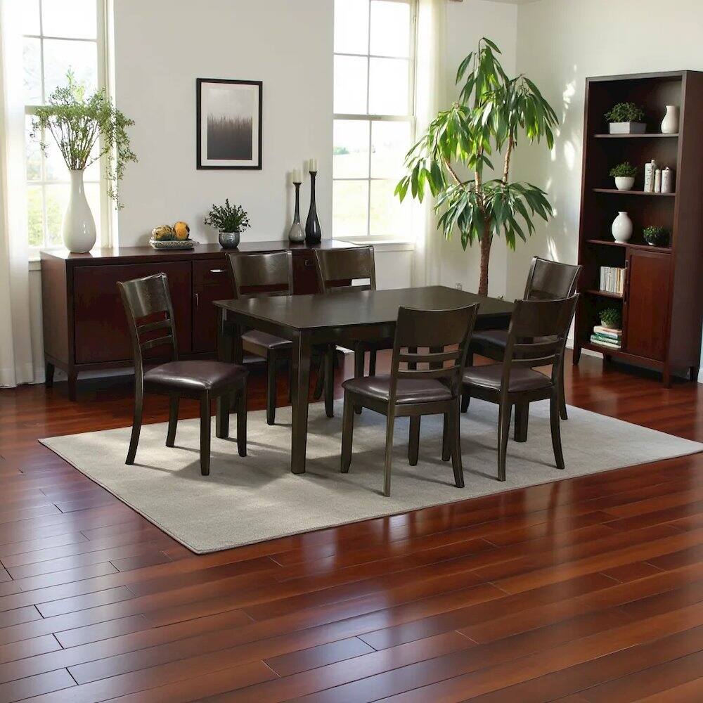 Back. FurniFact - Elegant Wooden Dining Table Set – 6 Chair Dining Table Set for Home - Cappuccino.