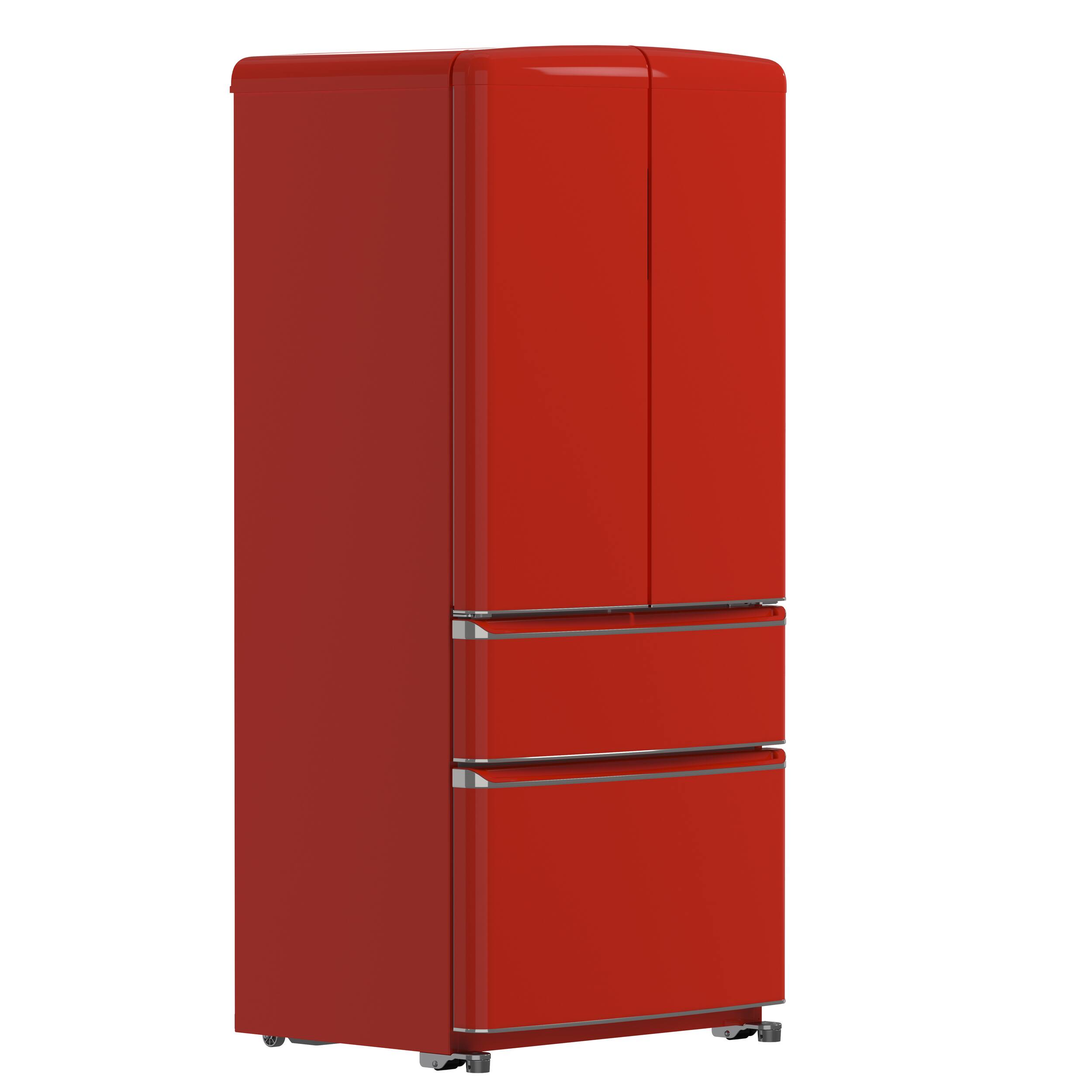Angle. Forno Appliances - Luigi 18 Cu. Ft. French Door Refrigerator with Handle-free Design - Red.