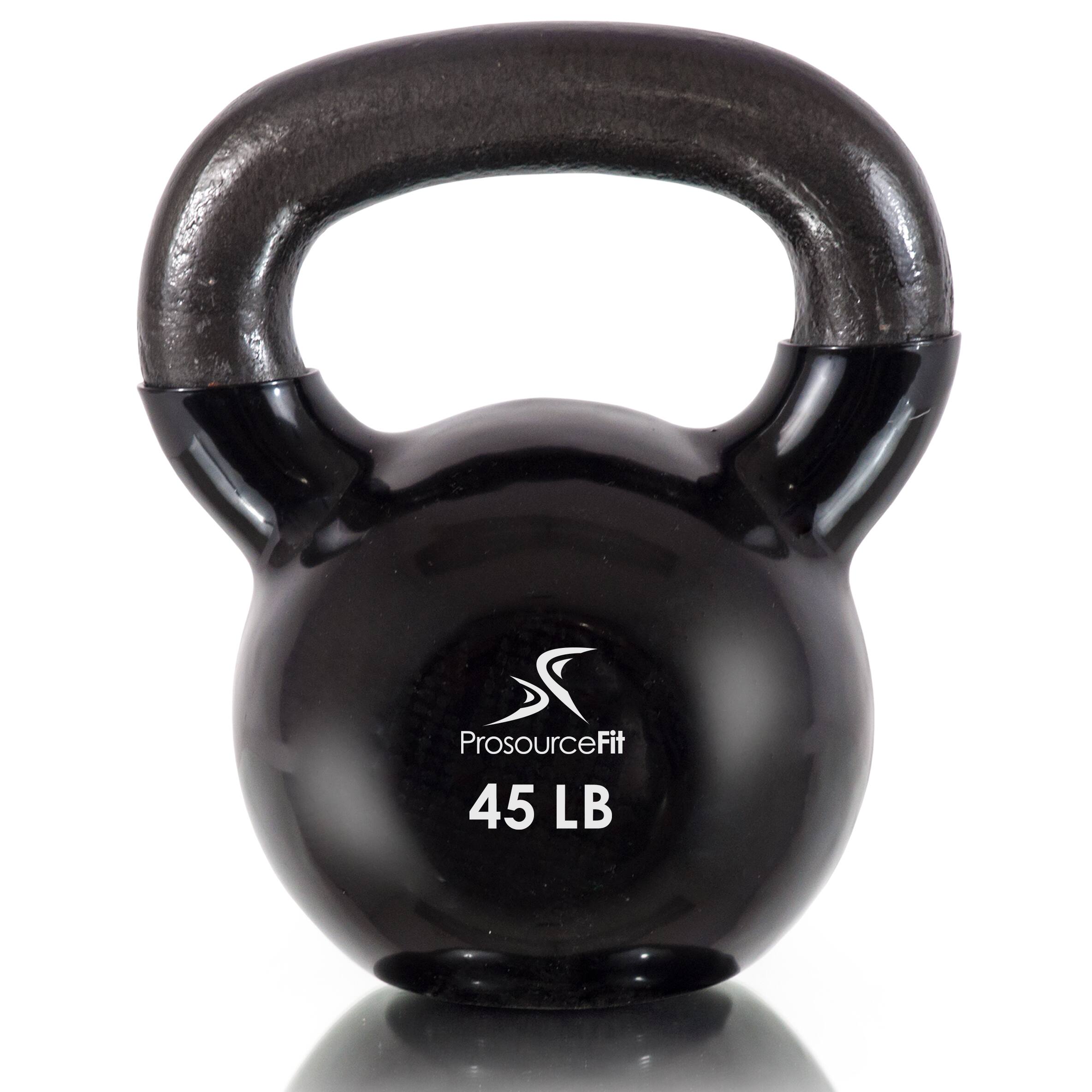 Front. ProsourceFit - ProsourceFit Vinyl Coated Iron Kettlebell, 45 lbs - Black.