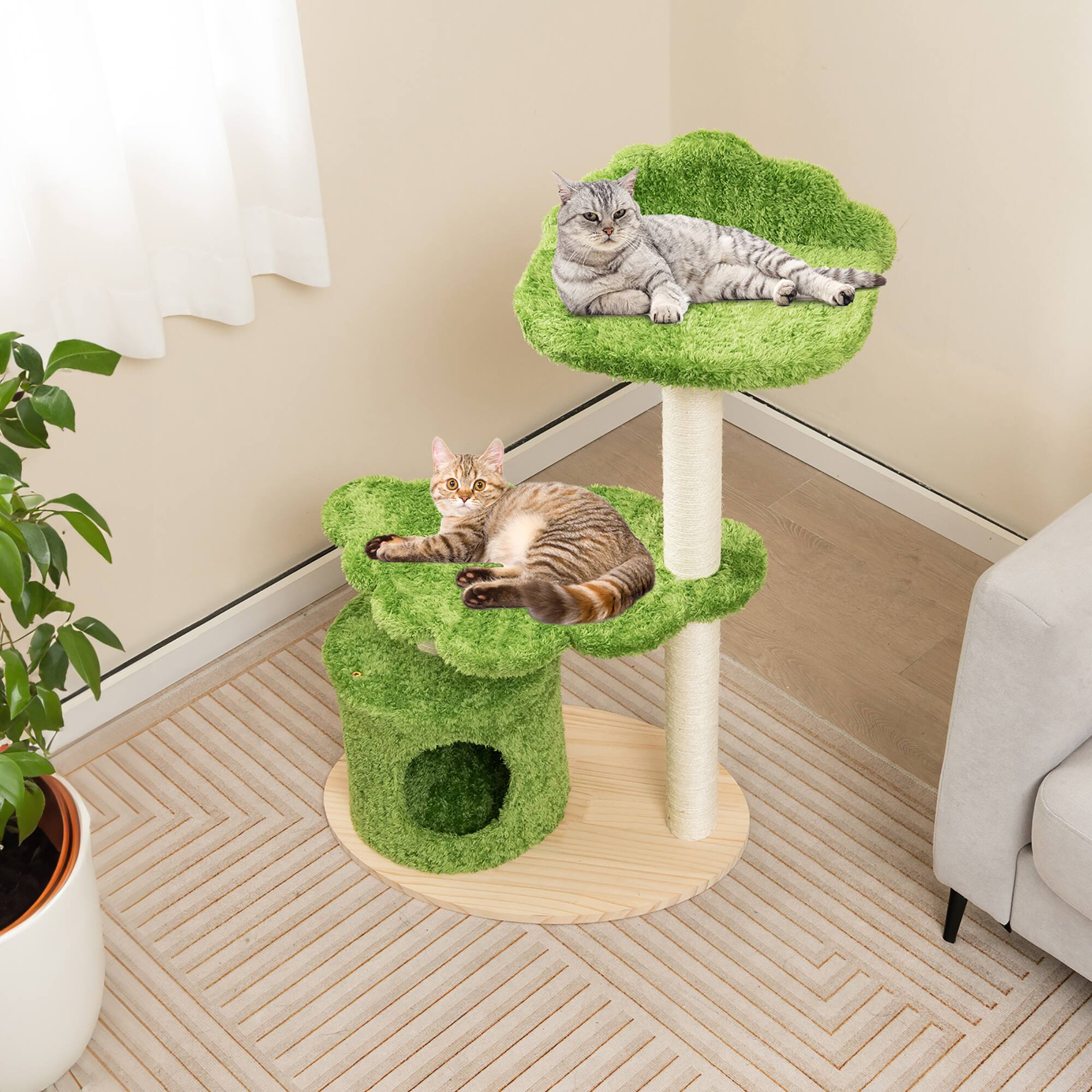 Alt View 2. Gymax - Gymax 38'' Cute Cat Tree Cat Condo Furniture w/ Fully Wrapped Sisal Scratching Posts.