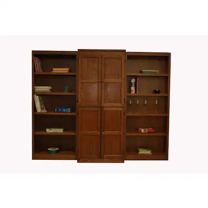 Front. Concepts in Wood - Wall and Storage System 15 Shelves Dry Oak Finish 3pc - Brown.