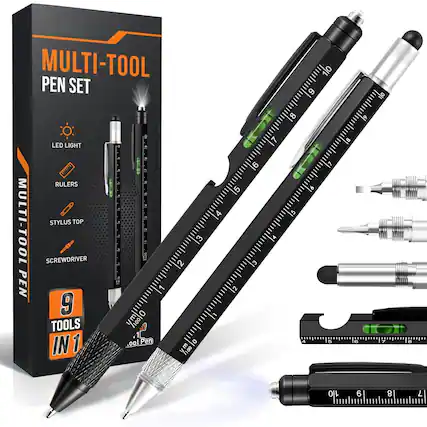 MULTI-TOOL PEN SET
9 LED LIGHT
RULERS
STYLUS TOP
SCREWDRIVER
9 TOOLS IN 1