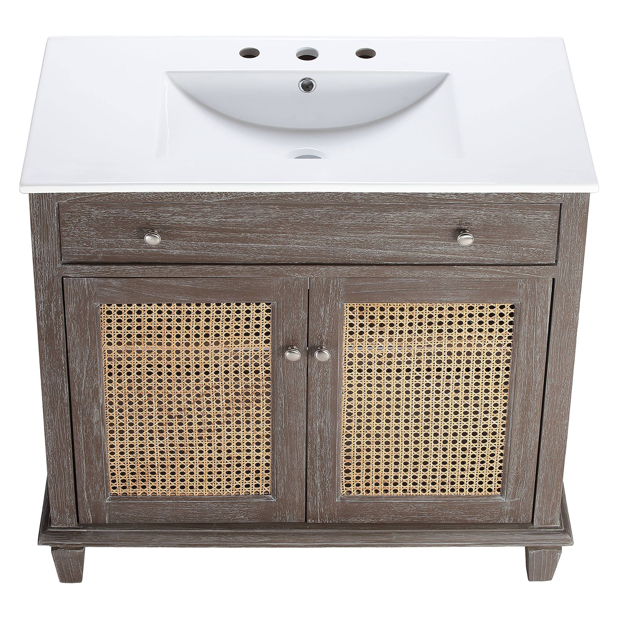 Alt View 4. Modway - Lilo Bathroom Vanity Basin Included - Gray White.