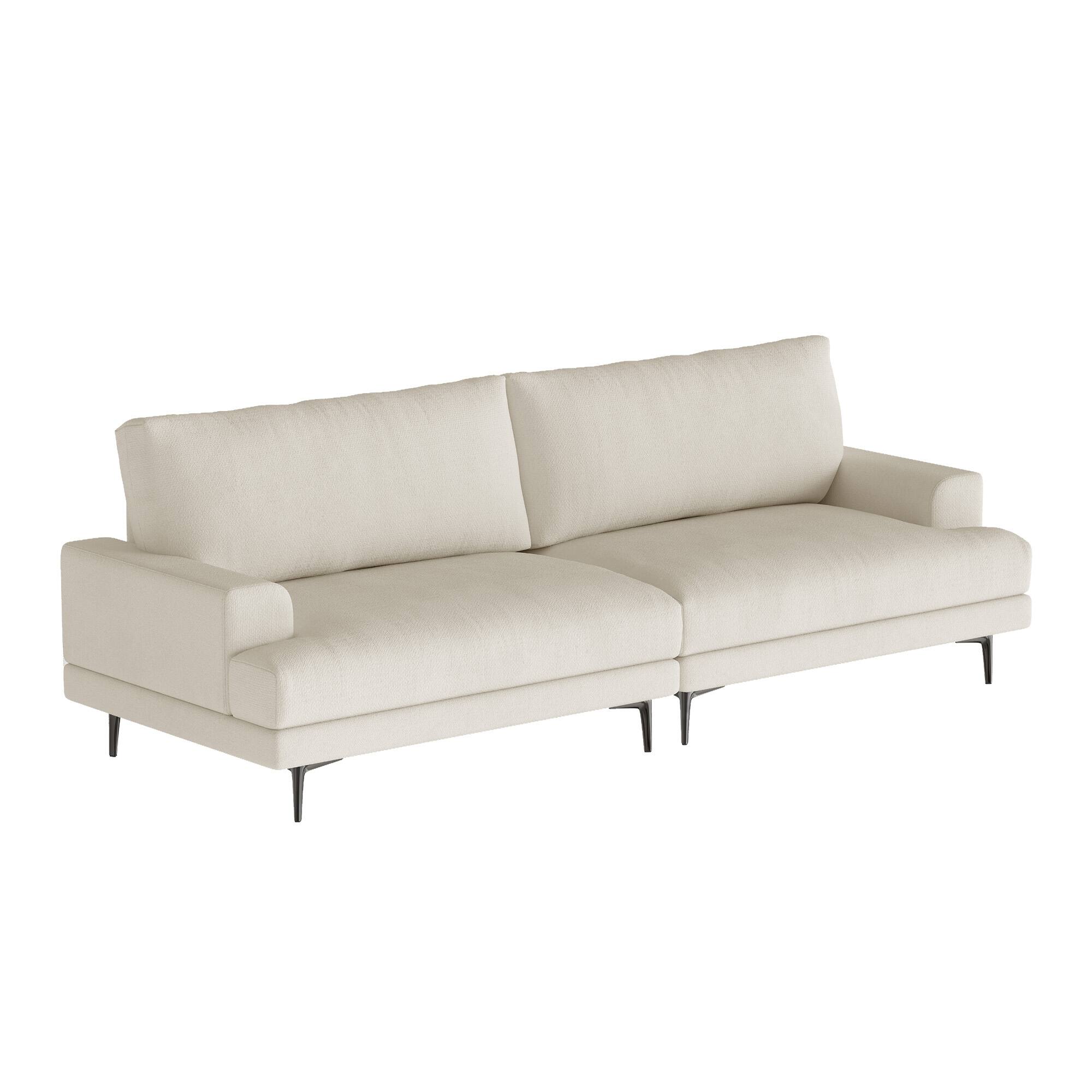 Alt View 5. luck idea - 86.61" Modern Fabric Sofa Couch, Down Cushions, High-Density Foam Seat, Solid Wood Frame, Metal Legs - Light Beige.