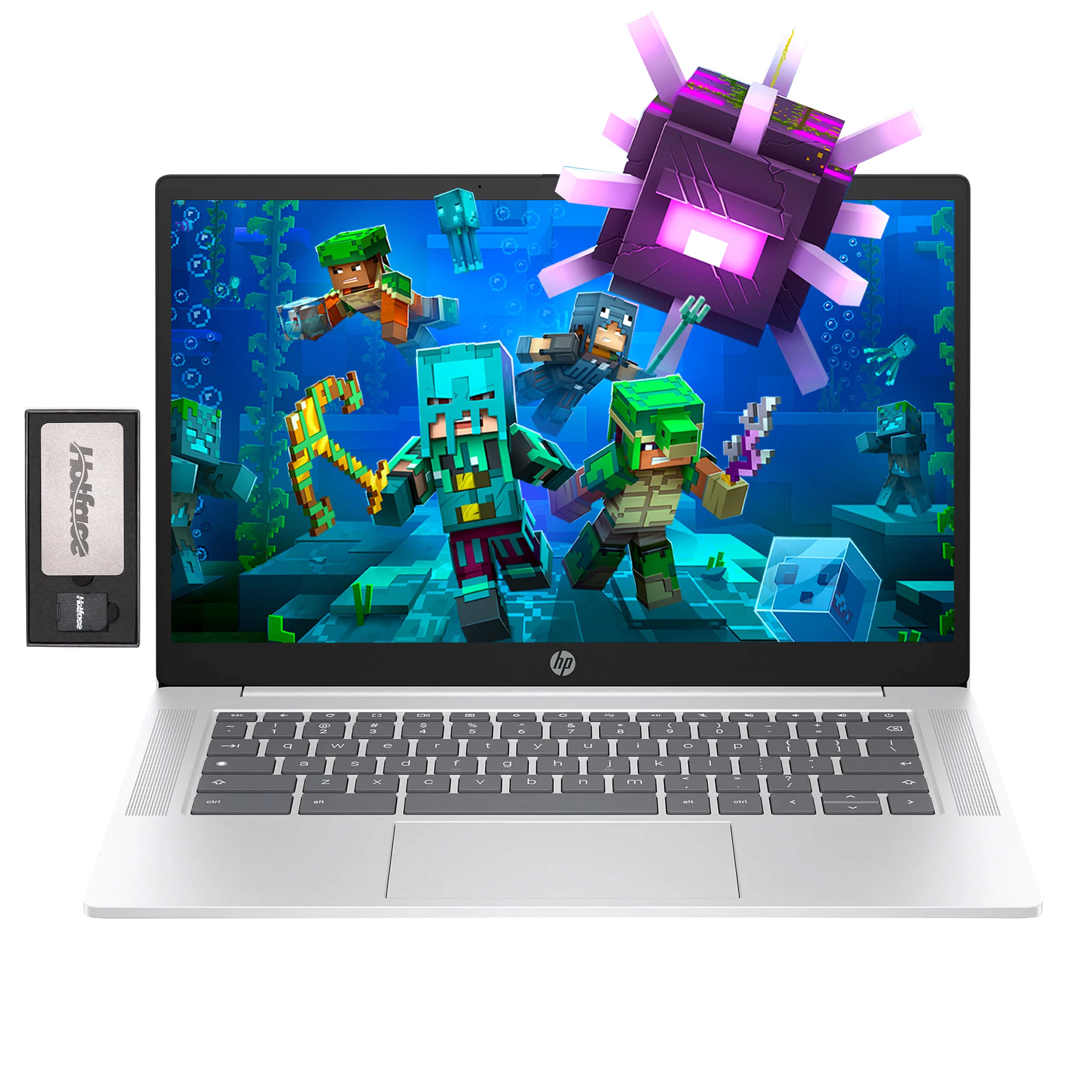 HP - 14" Chromebook Laptop, Intel N200 Processor, 4GB LPDDR5,128GB eMMC,Intel UHD Graphics,Chrome OS+128GB Docking Station - Silver