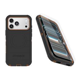OtterBox - iPhone 17 Pro Max (Only) - Bundle: Defender Series Case & Screen Protector - Rugged - Snaps on MagSafe - Black Chateau (Black & Orange)