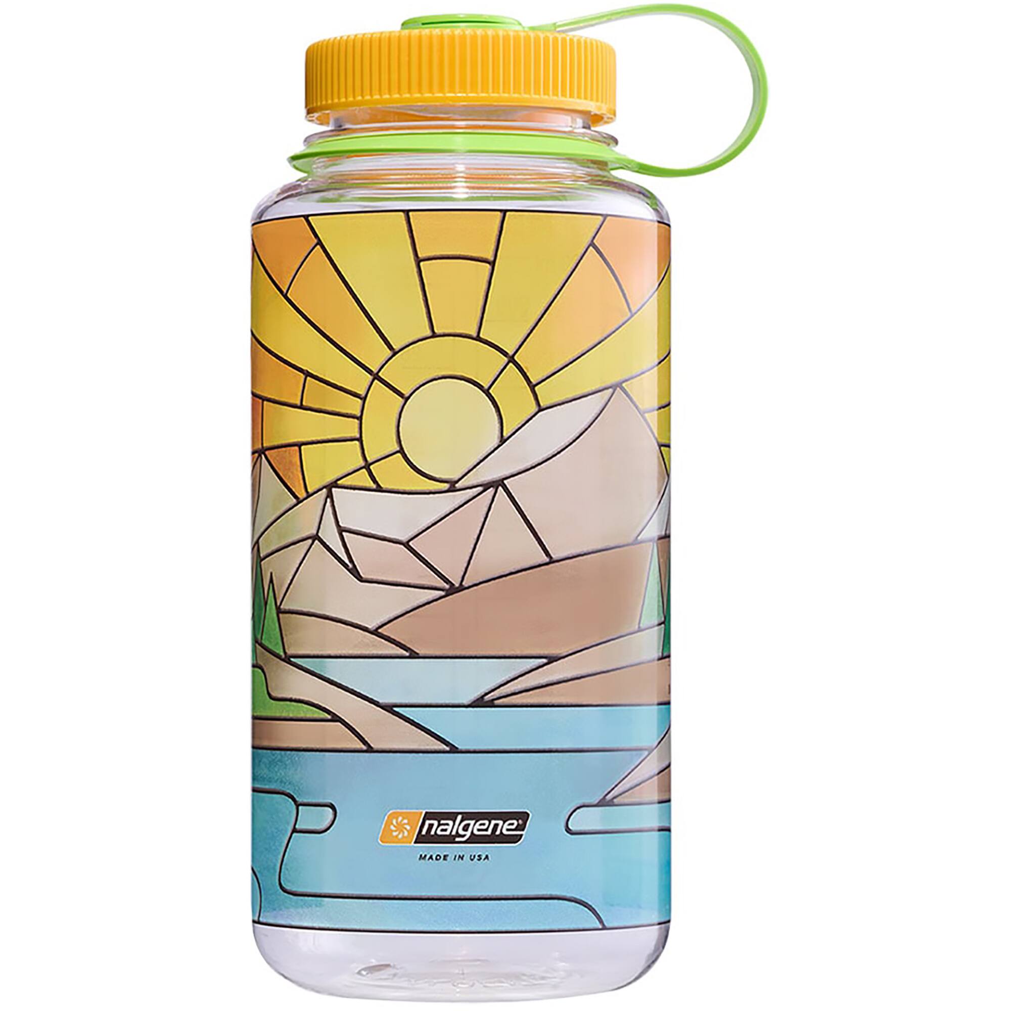 Nalgene - Sustain 32 oz. Wide Mouth Water Bottle - Clear Stained Glass River - Botanical Florals