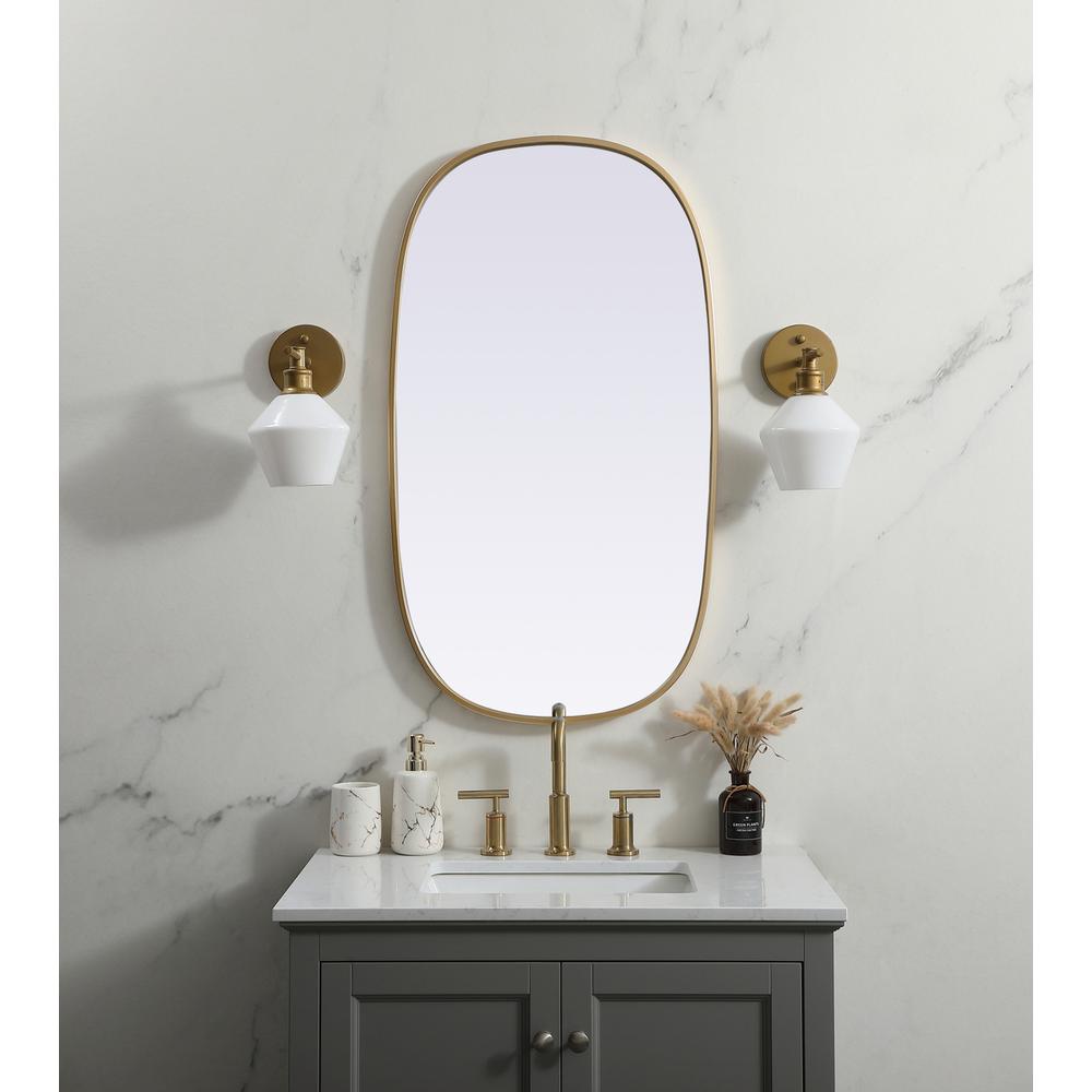 Alt View 4. Elegant Decor - Metal Frame Oval Mirror 20x36 Inch in Brass - Brass.