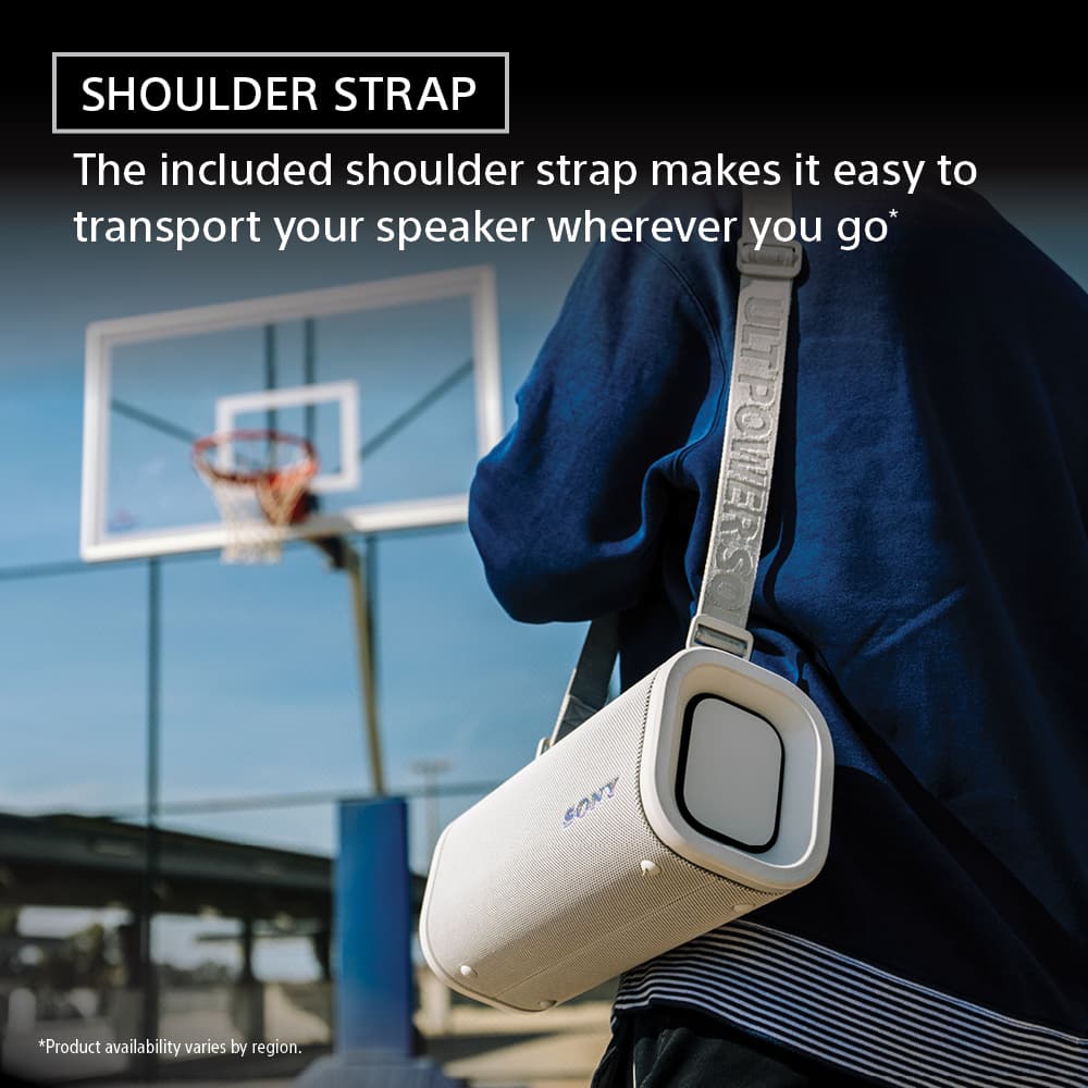 The included shoulder strap makes it easy to transport your speaker wherever you go.