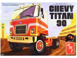 Skill 3 Model Kit Chevrolet Titan 90 Tractor Truck 1/25 Scale Model by AMT - Orange,Yellow