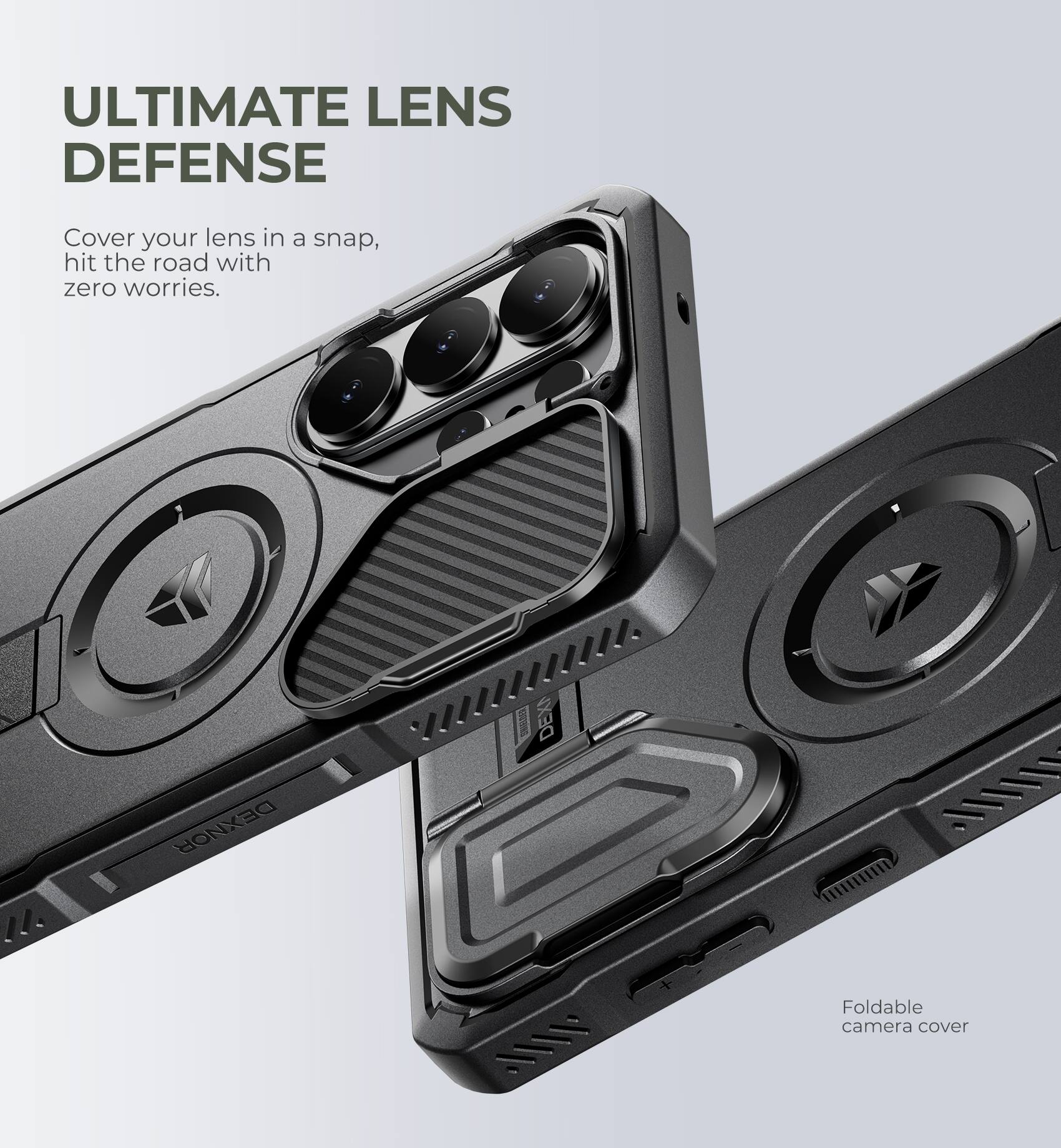 ULTIMATE LENS DEFENSE

Cover your lens in a snap, hit the road with zero worries.

DEXNOR MEO DEX

Foldable camera cover