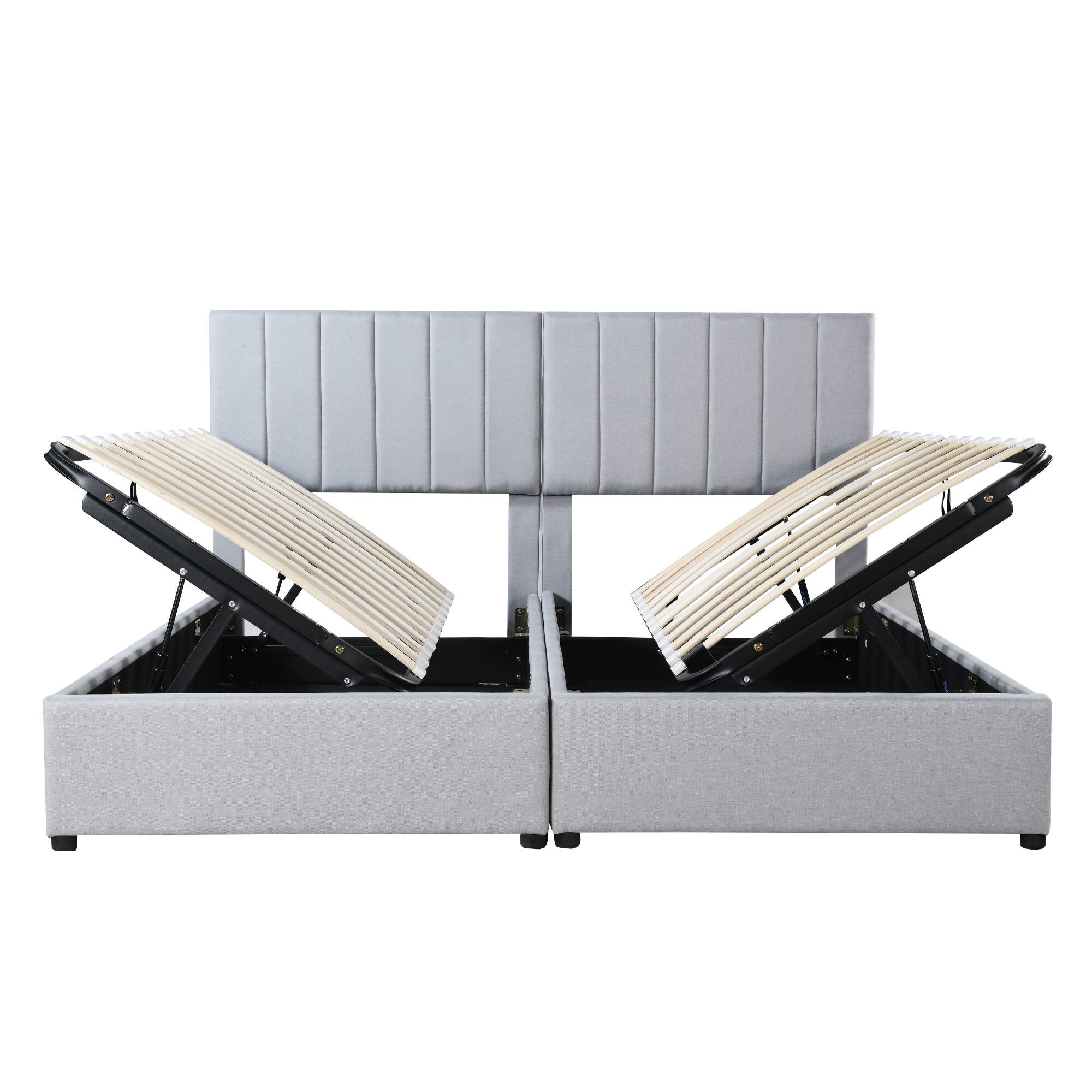 Alt View 9. Tiramisubest - King Size Upholstered Platform Bed with a Hydraulic Storage System, Gray - Gray.