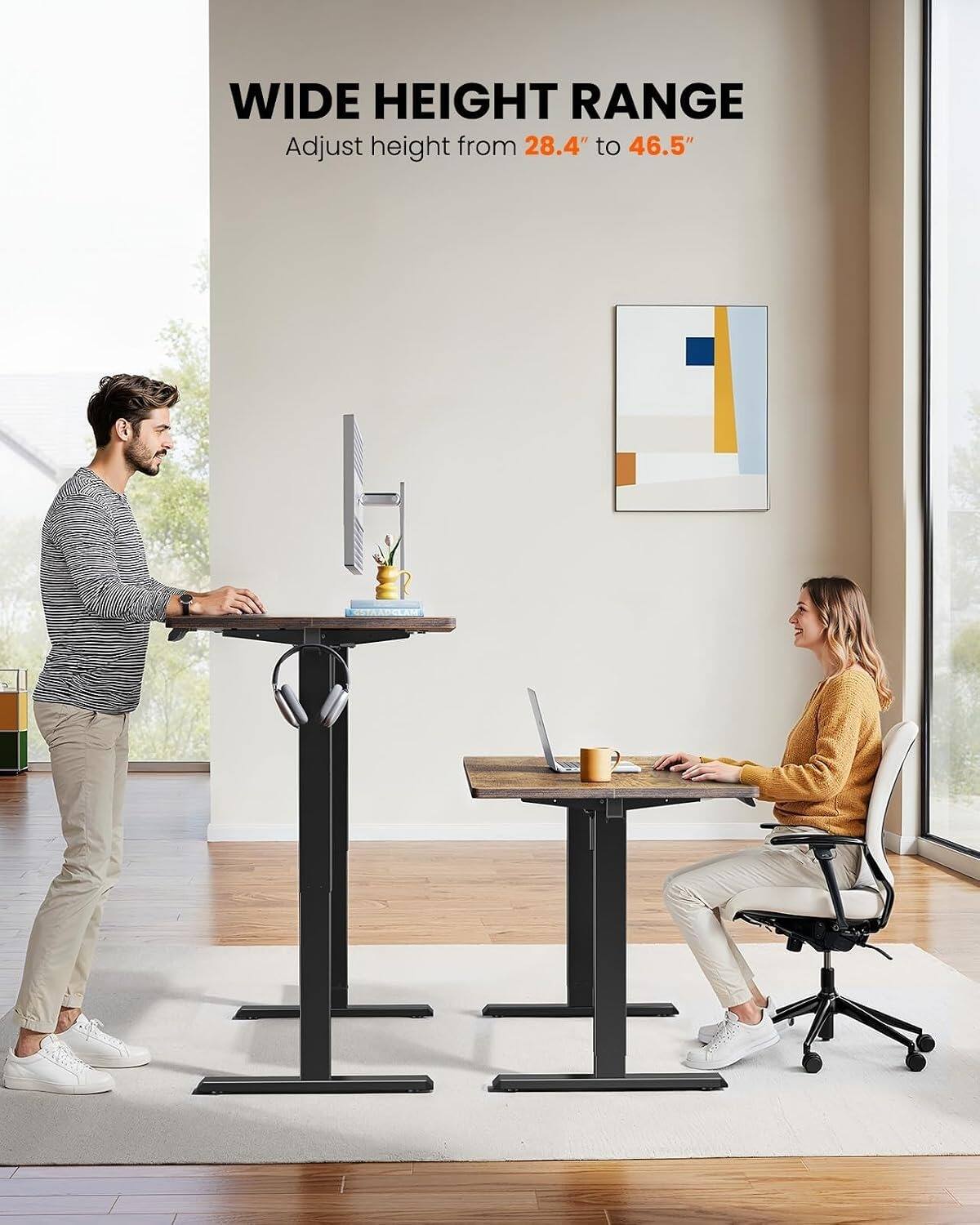 WIDE HEIGHT RANGE  
Adjust height from 28.4" to 46.5"