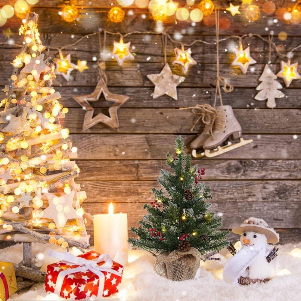 Alt View 1. RTMB - 2 FT Snow Flocked Mini Christmas Tree with 20 LED Lights and Timer, Tabletop - Color: Mymt-104.