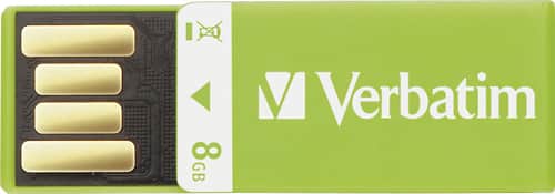 Verbatim - Clip-It 8GB USB 2.0 Flash Drive - Green - Larger Front