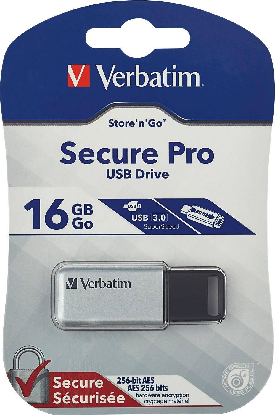 Alt View 12. Verbatim - Store 'n' Go Secure Pro 16GB USB 3.0 Flash Drive - Silver.